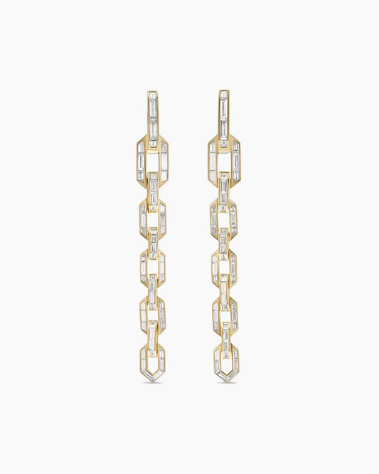 David Yurman Deco Chain Link Drop Earrings in Yellow Gold with Diamonds David Yurman High Jewelry