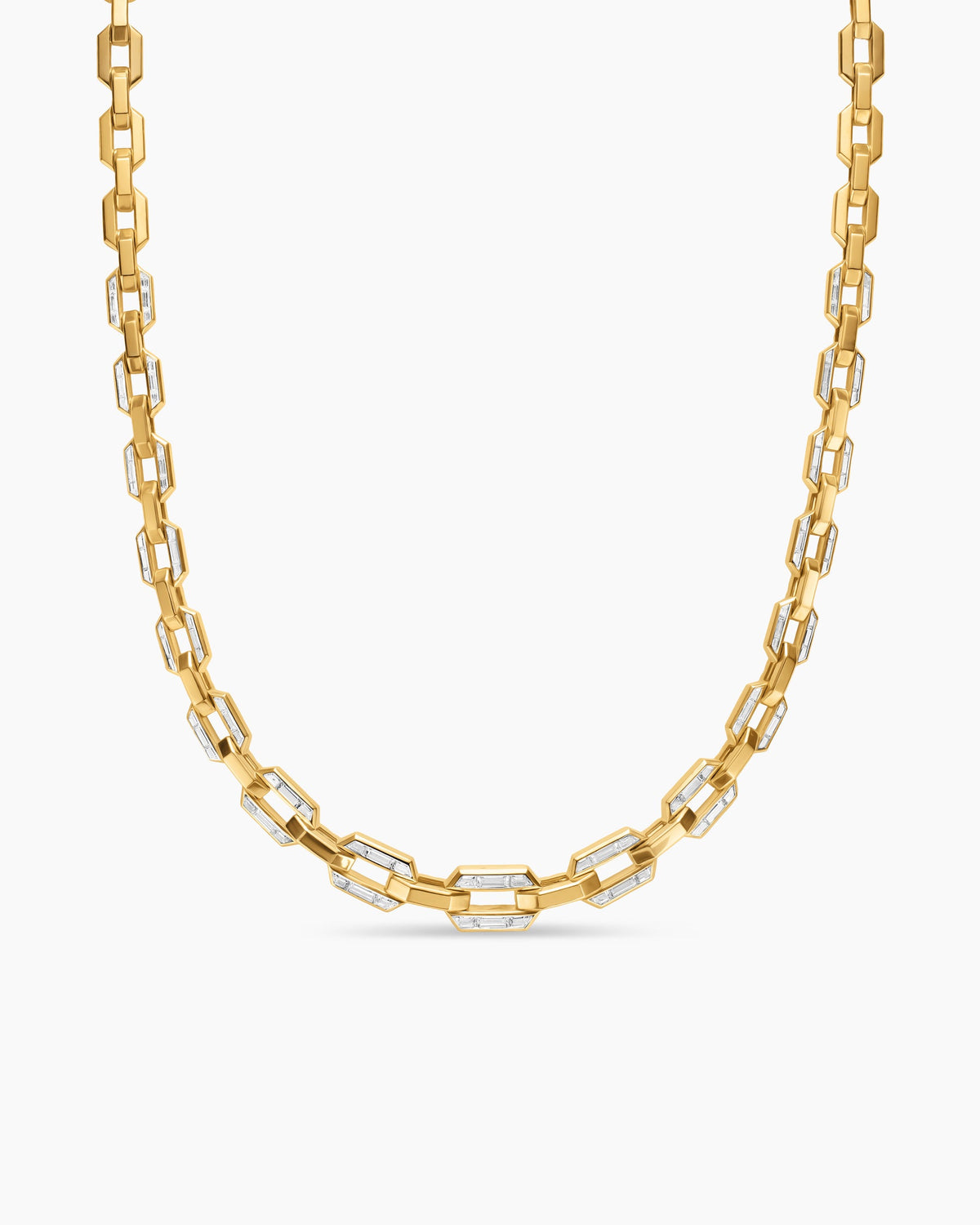 David Yurman Deco Graduated Chain Link Necklace in Yellow Gold with Diamonds David Yurman High Jewelry