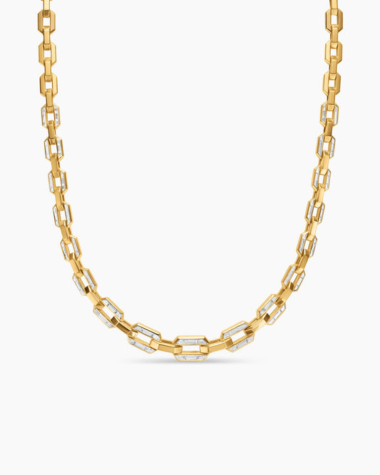 David Yurman Deco Graduated Chain Link Necklace in Yellow Gold with Diamonds David Yurman High Jewelry