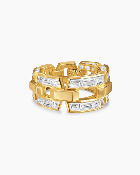 David Yurman Deco Link Ring in Yellow Gold with Diamonds David Yurman High Jewelry