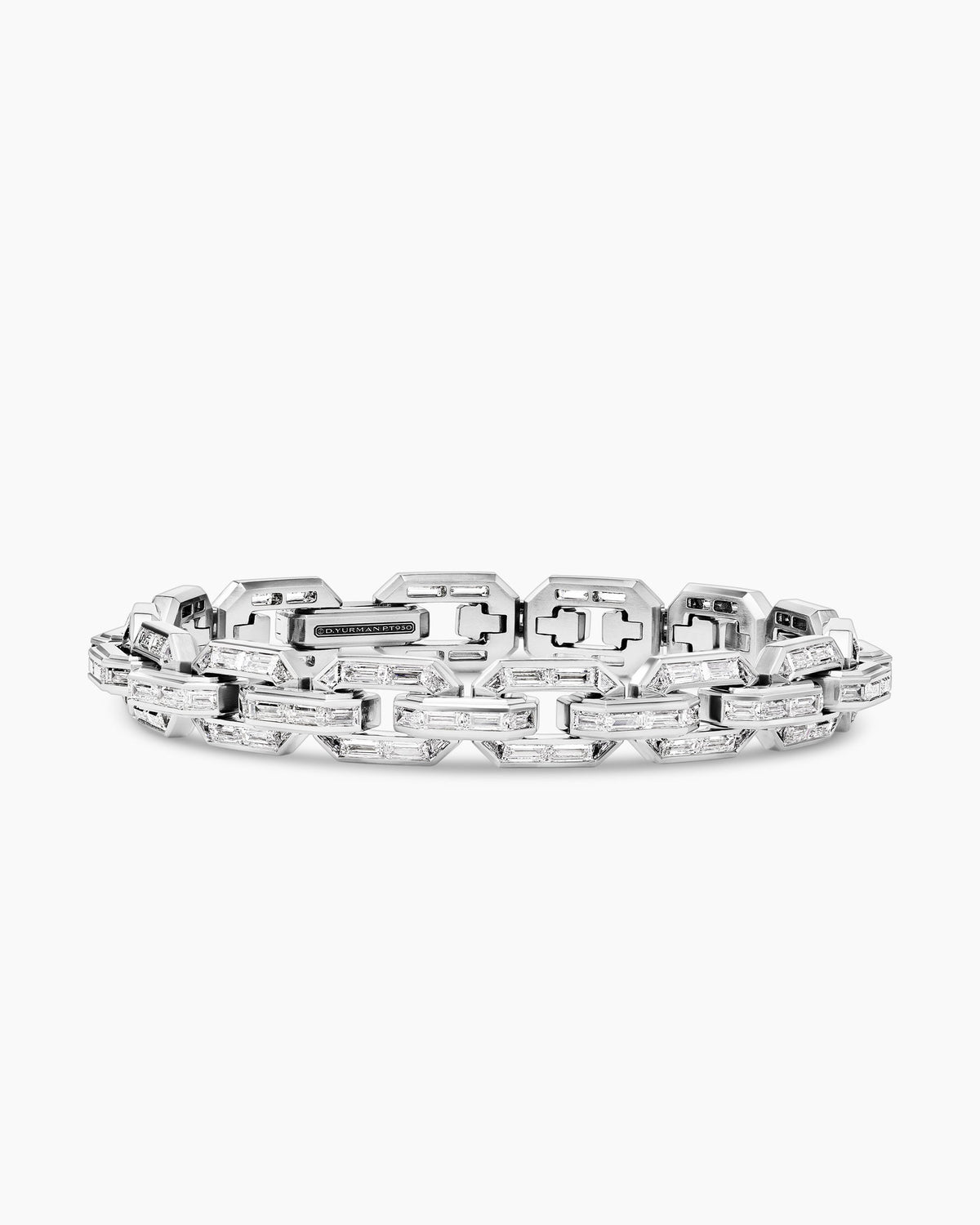 David Yurman Mens Deco Baguette Link Bracelet in Platinum David Yurman High Jewelry