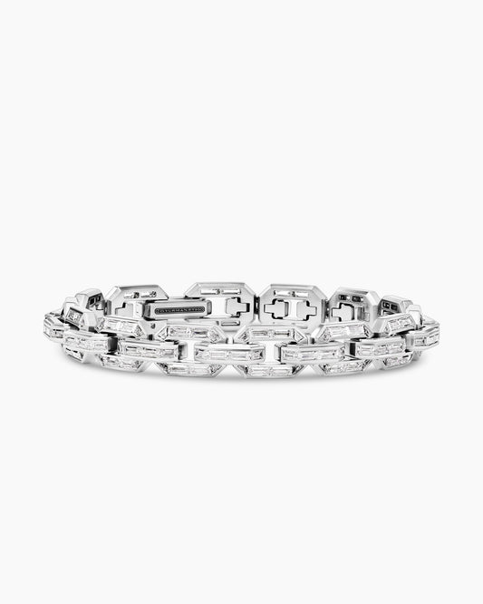 David Yurman Mens Deco Baguette Link Bracelet in Platinum David Yurman High Jewelry