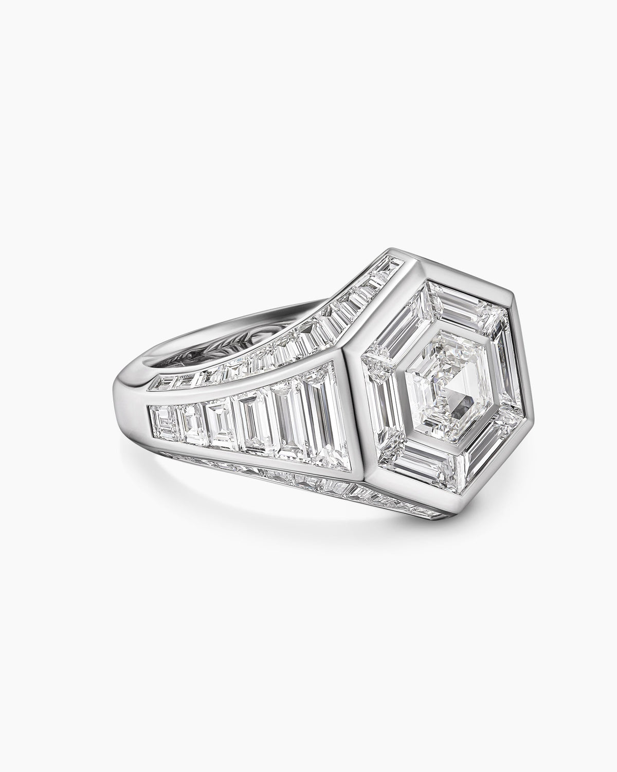 David Yurman Mens Deco Hex Signet Ring in Platinum David Yurman High Jewelry