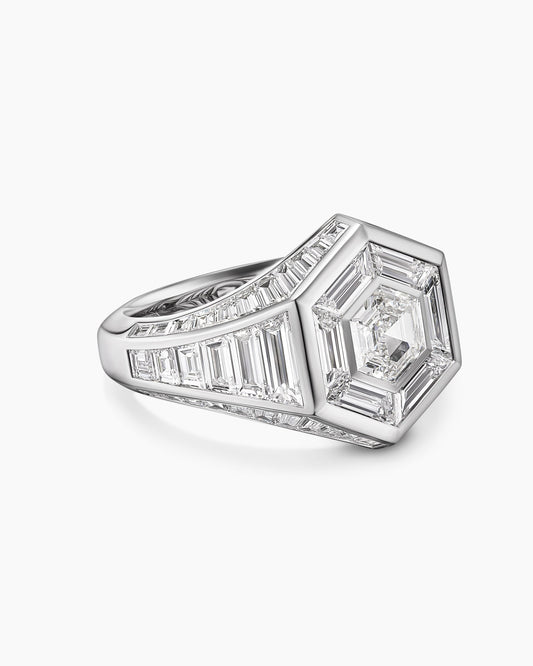 David Yurman Mens Deco Hex Signet Ring in Platinum David Yurman High Jewelry