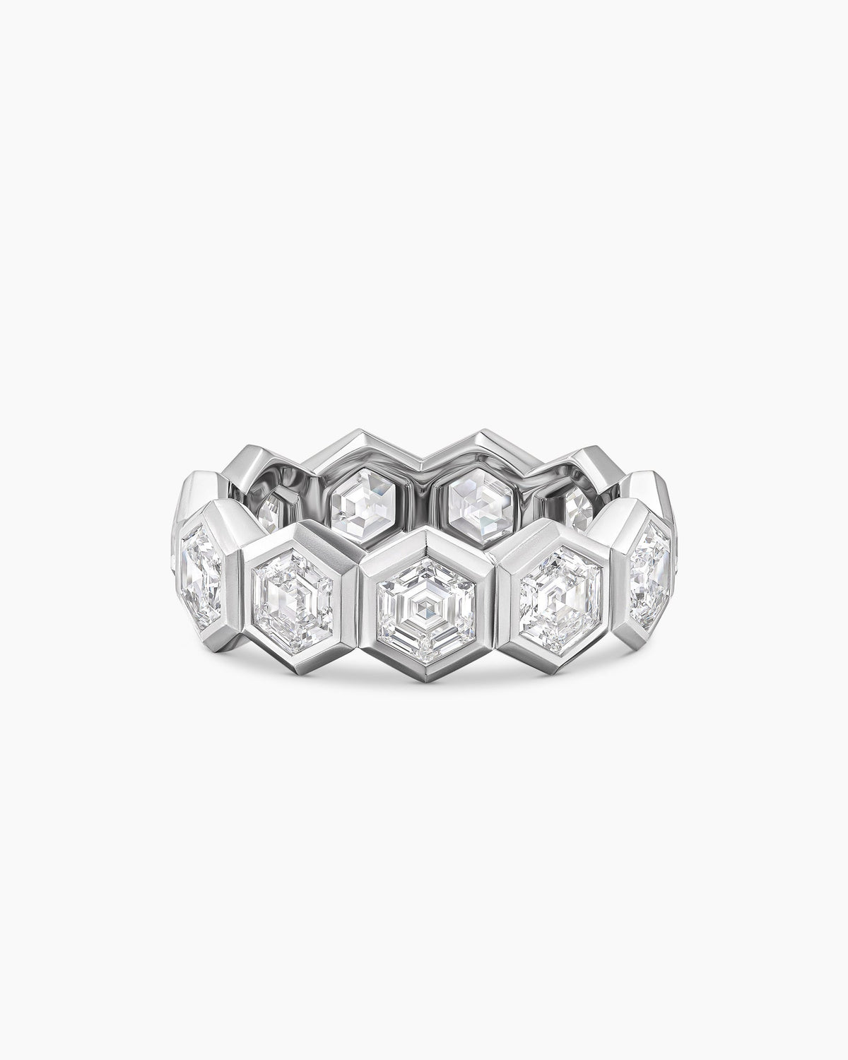 David Yurman Hex Eternity Band Ring in Platinum with Diamonds David Yurman High Jewelry