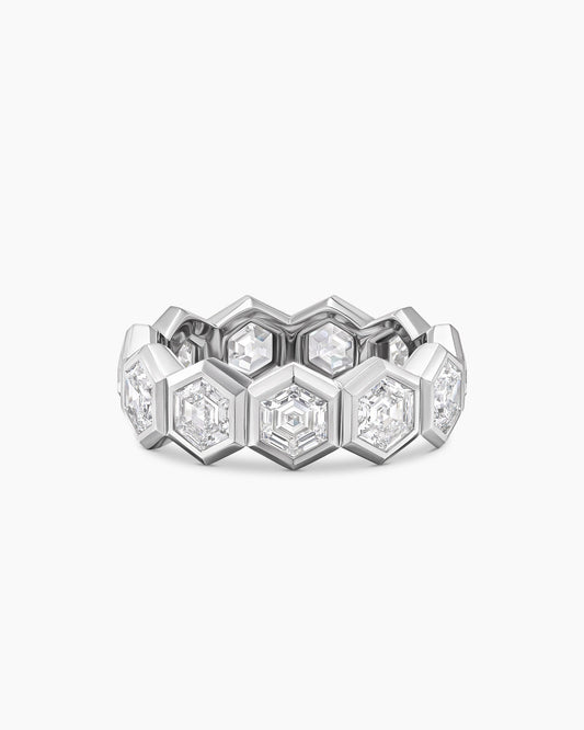 David Yurman Hex Eternity Band Ring in Platinum with Diamonds David Yurman High Jewelry