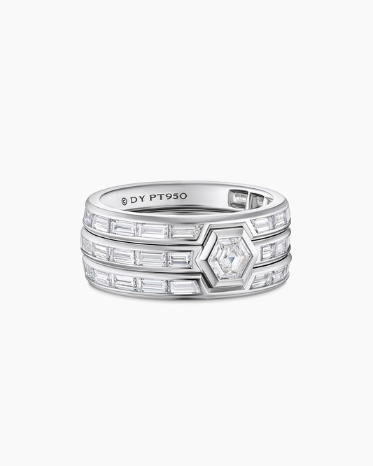 David Yurman Hex Stack Ring in Platinum with Diamonds David Yurman High Jewelry