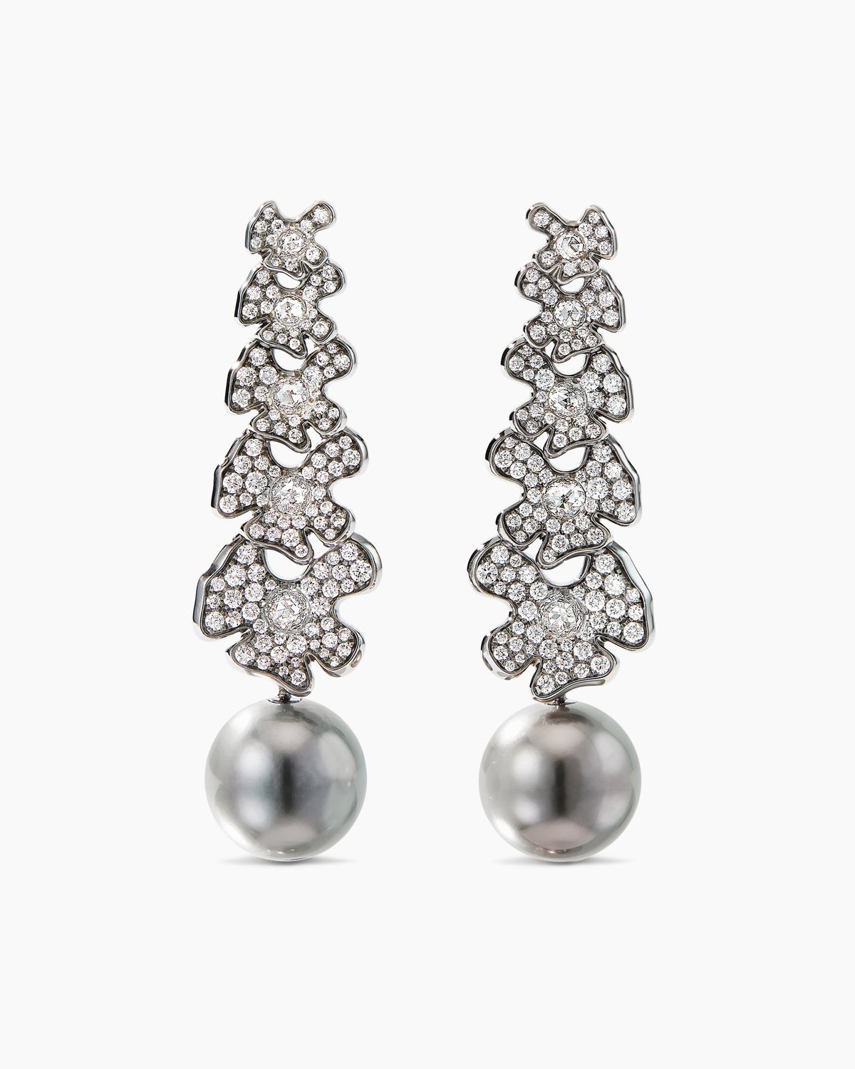 David Yurman Petals and Pearl Long Drop Earrings David Yurman High Jewelry
