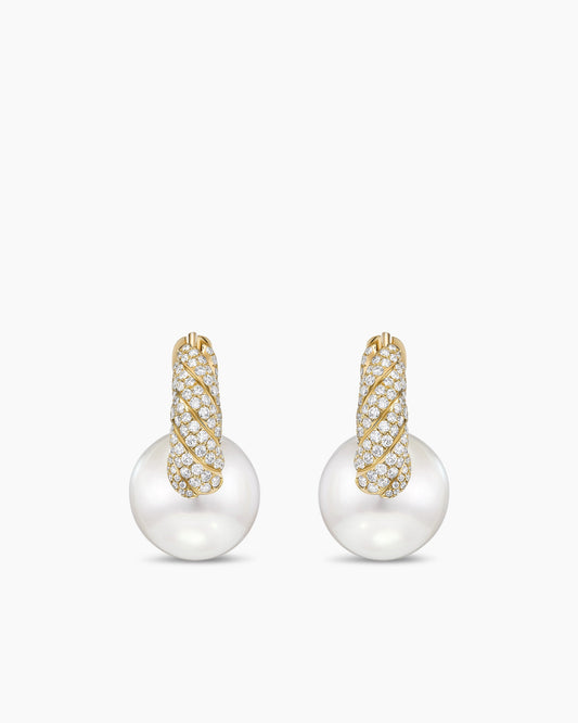 David Yurman DY Lumina Pearl Sculpted Cable Drop Earrings David Yurman High Jewelry