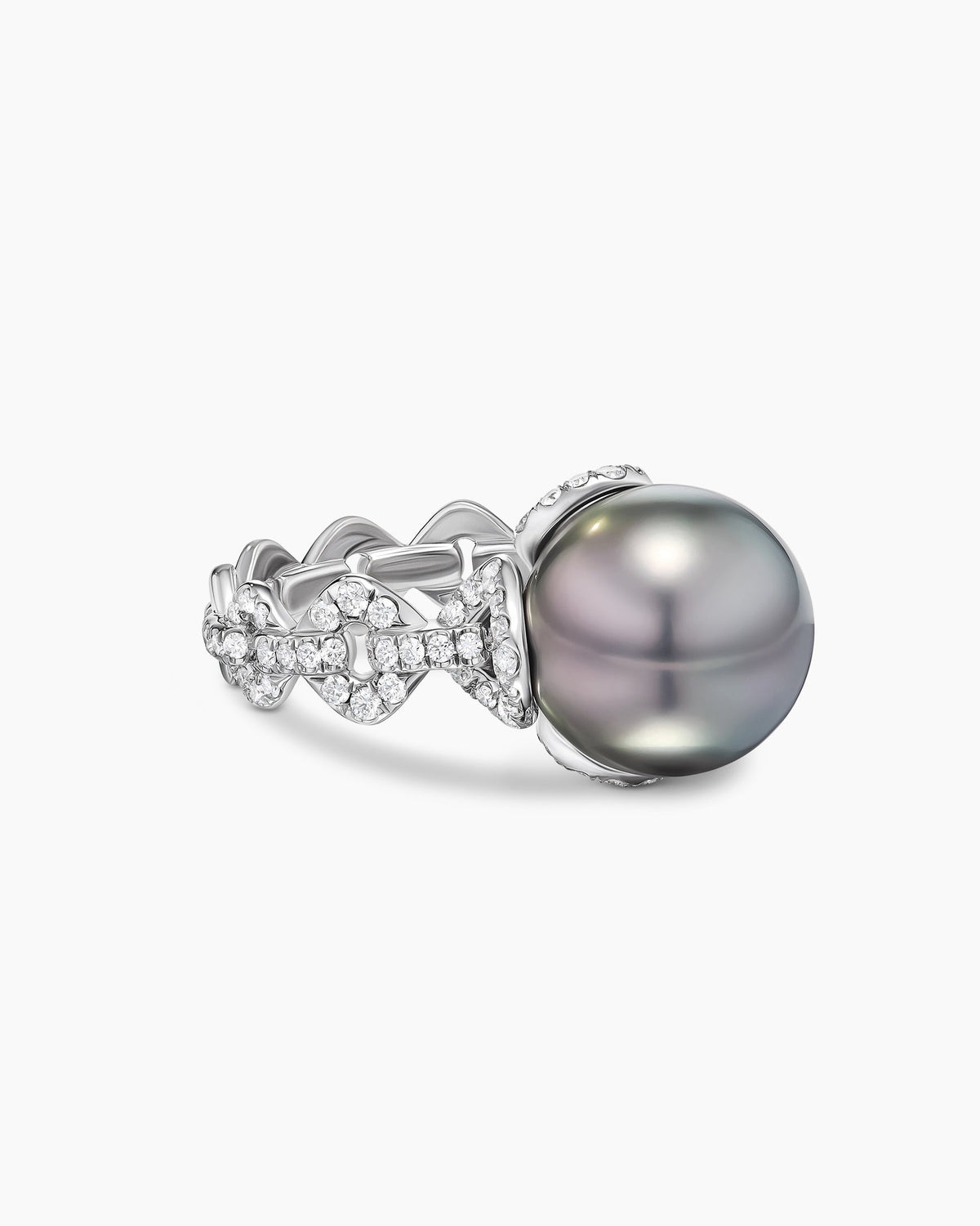 David Yurman DY Lumina Pearl Pavé Chain Ring David Yurman High Jewelry