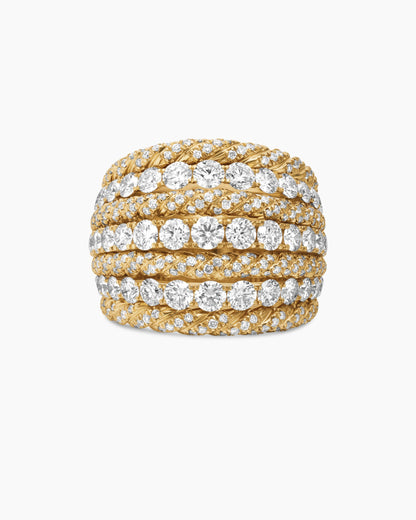 David Yurman Floating Diamonds Alternating Cable Dome Ring in Yellow Gold David Yurman High Jewelry