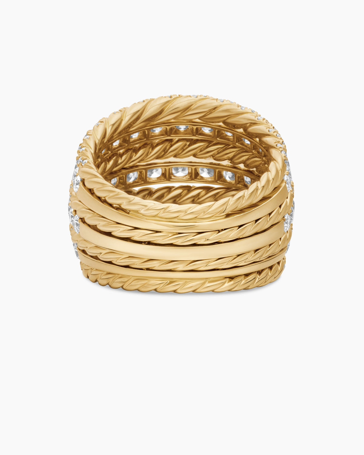 David Yurman Floating Diamonds Alternating Cable Dome Ring in Yellow Gold David Yurman High Jewelry