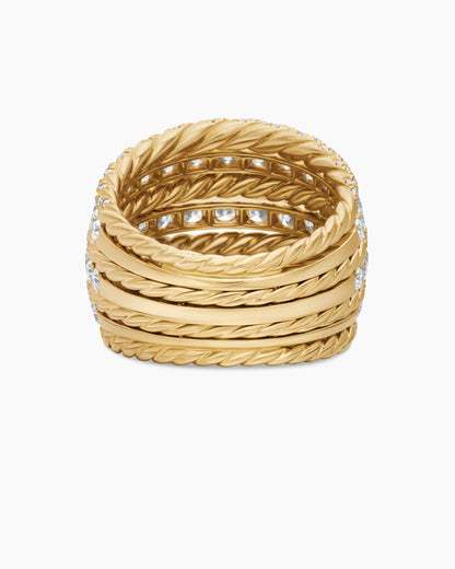 David Yurman Floating Diamonds Alternating Cable Dome Ring in Yellow Gold David Yurman High Jewelry