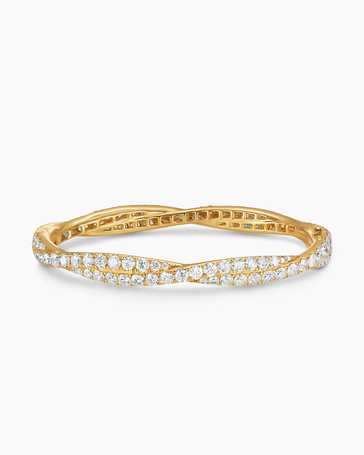 David Yurman Floating Diamonds Pavé Twist Bangle Bracelet in Yellow Gold David Yurman High Jewelry