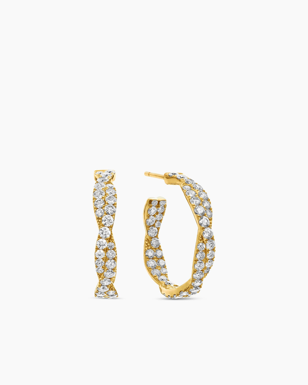 David Yurman Floating Diamonds Hoop Earrings in Yellow Gold David Yurman High Jewelry