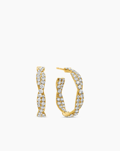 David Yurman Floating Diamonds Hoop Earrings in Yellow Gold David Yurman High Jewelry
