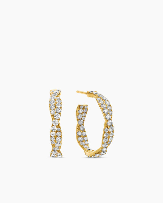 David Yurman Floating Diamonds Hoop Earrings in Yellow Gold David Yurman High Jewelry
