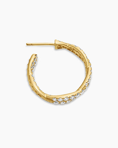 David Yurman Floating Diamonds Hoop Earrings in Yellow Gold David Yurman High Jewelry