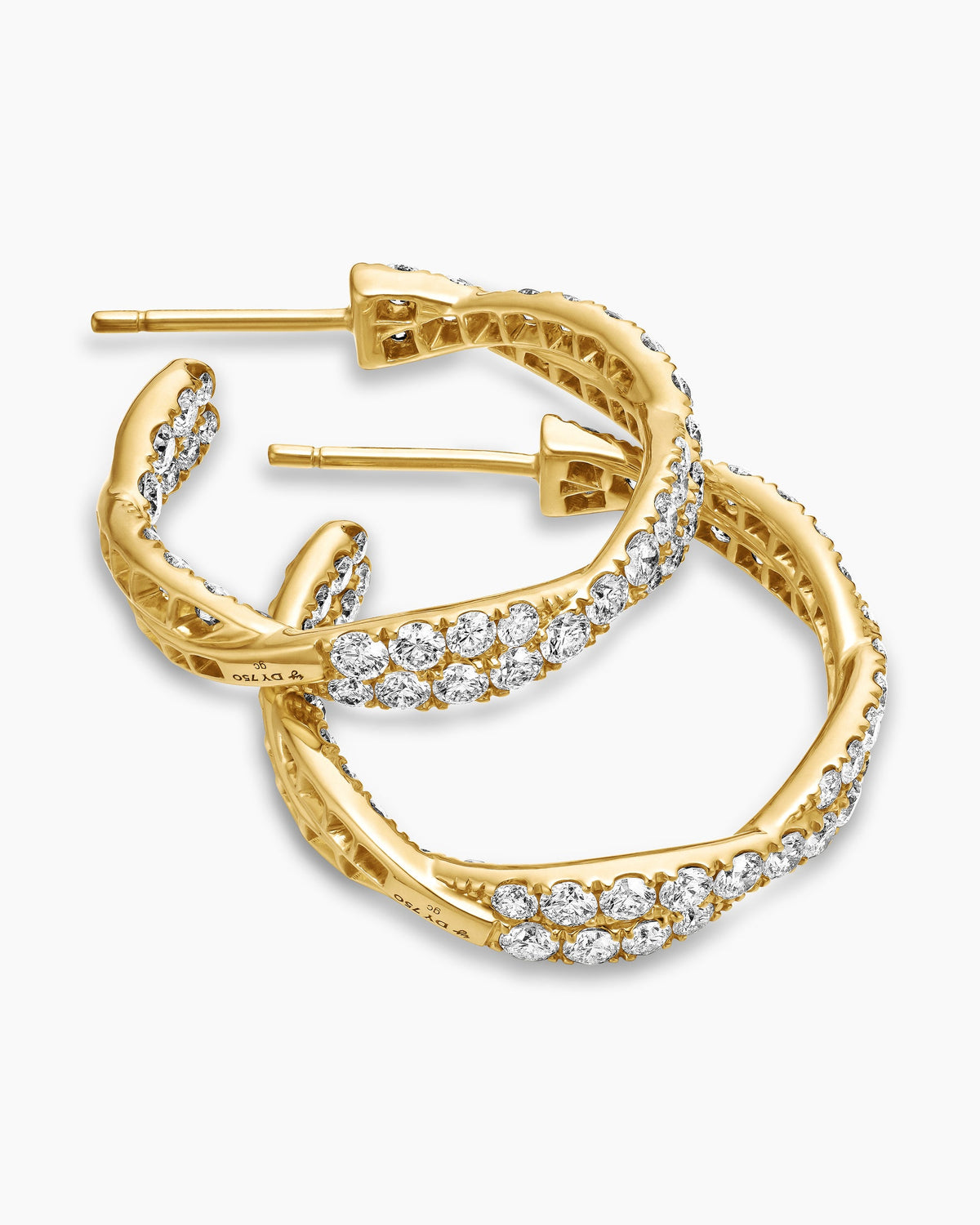 David Yurman Floating Diamonds Hoop Earrings in Yellow Gold David Yurman High Jewelry