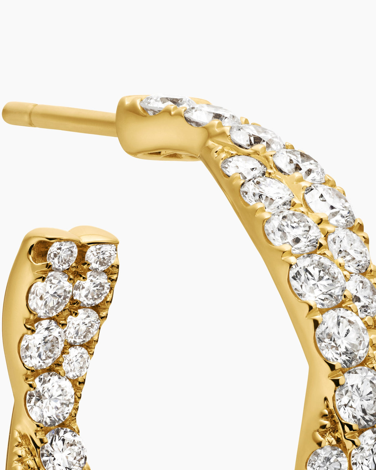 David Yurman Floating Diamonds Hoop Earrings in Yellow Gold David Yurman High Jewelry
