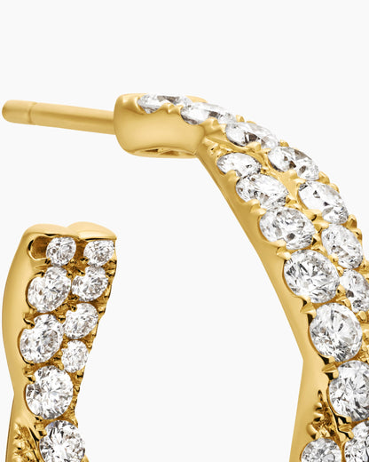 David Yurman Floating Diamonds Hoop Earrings in Yellow Gold David Yurman High Jewelry