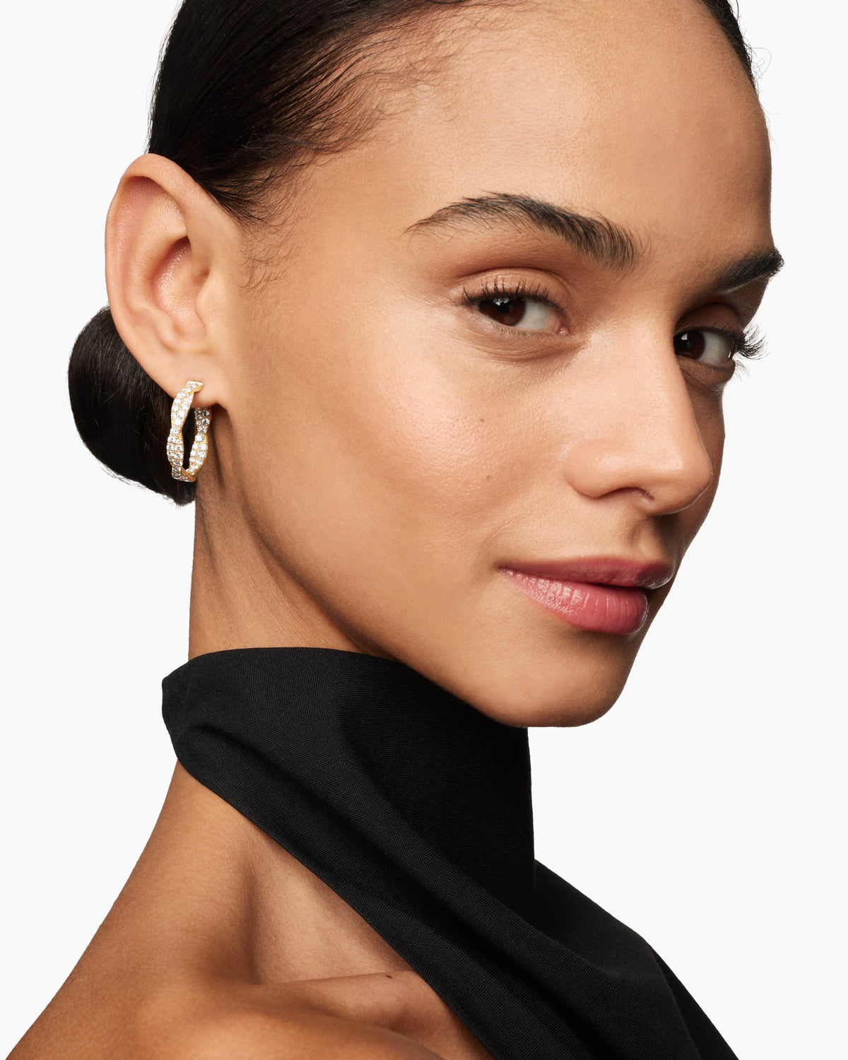 David Yurman Floating Diamonds Hoop Earrings in Yellow Gold David Yurman High Jewelry