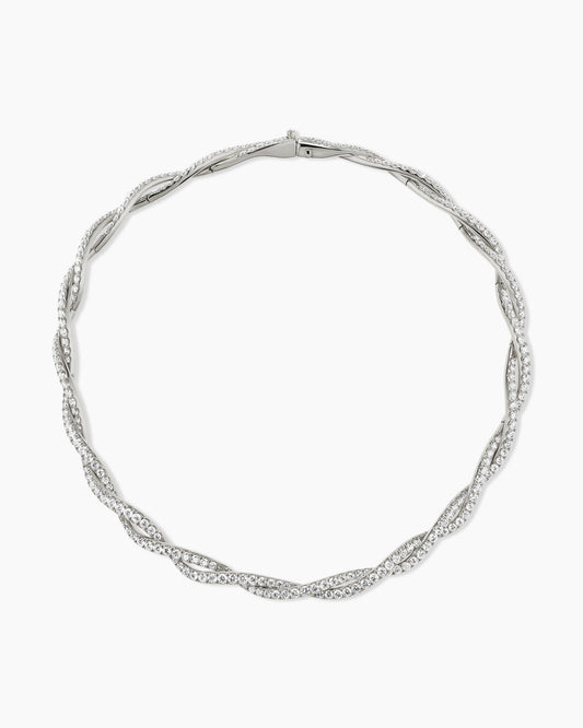 David Yurman Floating Diamonds Pavé Twist Necklace in White Gold David Yurman High Jewelry