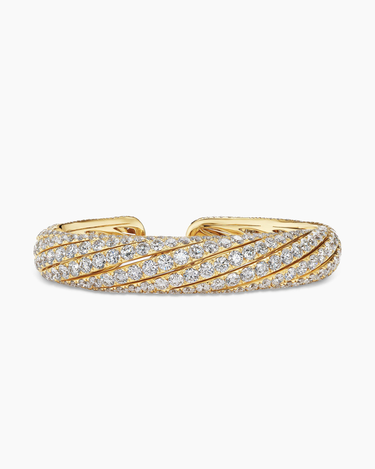 David Yurman Floating Diamonds Pavé Cuff Bracelet in Yellow Gold David Yurman High Jewelry