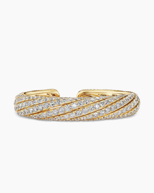 David Yurman Floating Diamonds Pavé Cuff Bracelet in Yellow Gold David Yurman High Jewelry