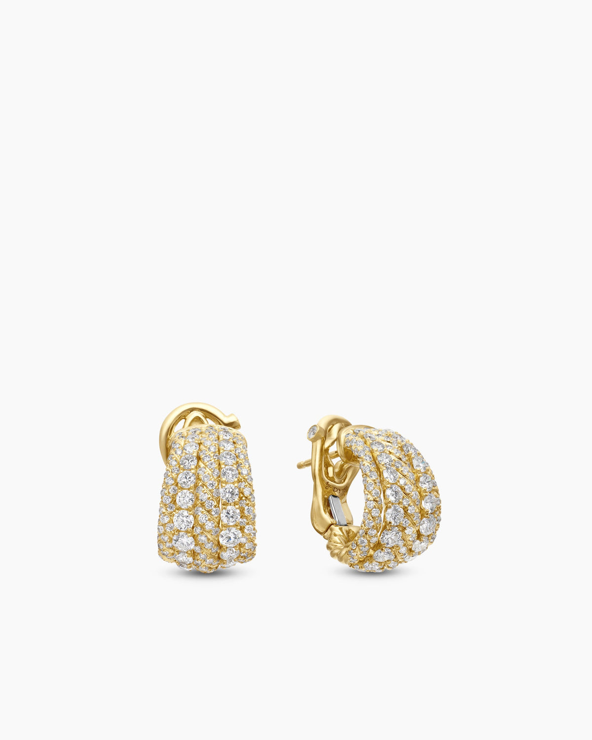 David Yurman Floating Diamonds Shrimp Earrings in Yellow Gold David Yurman High Jewelry