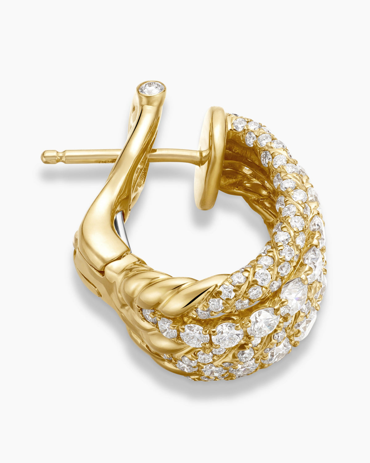 David Yurman Floating Diamonds Shrimp Earrings in Yellow Gold David Yurman High Jewelry