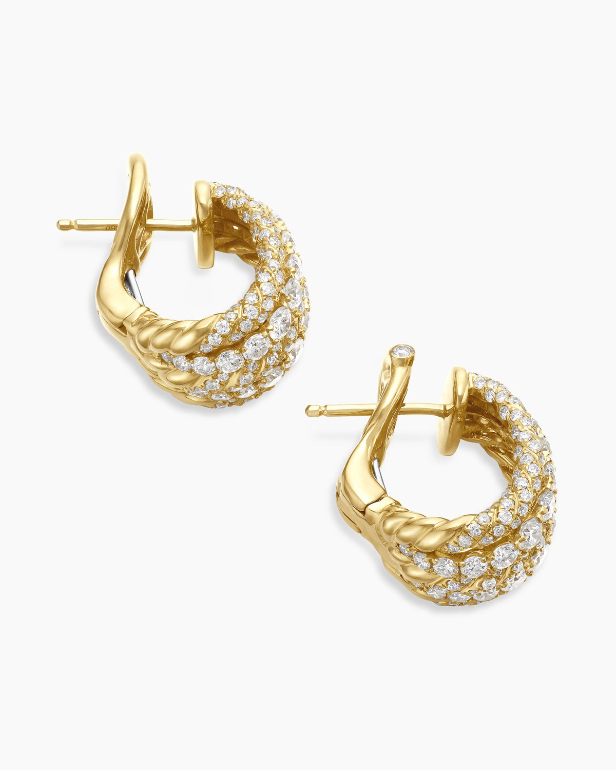 David Yurman Floating Diamonds Shrimp Earrings in Yellow Gold David Yurman High Jewelry