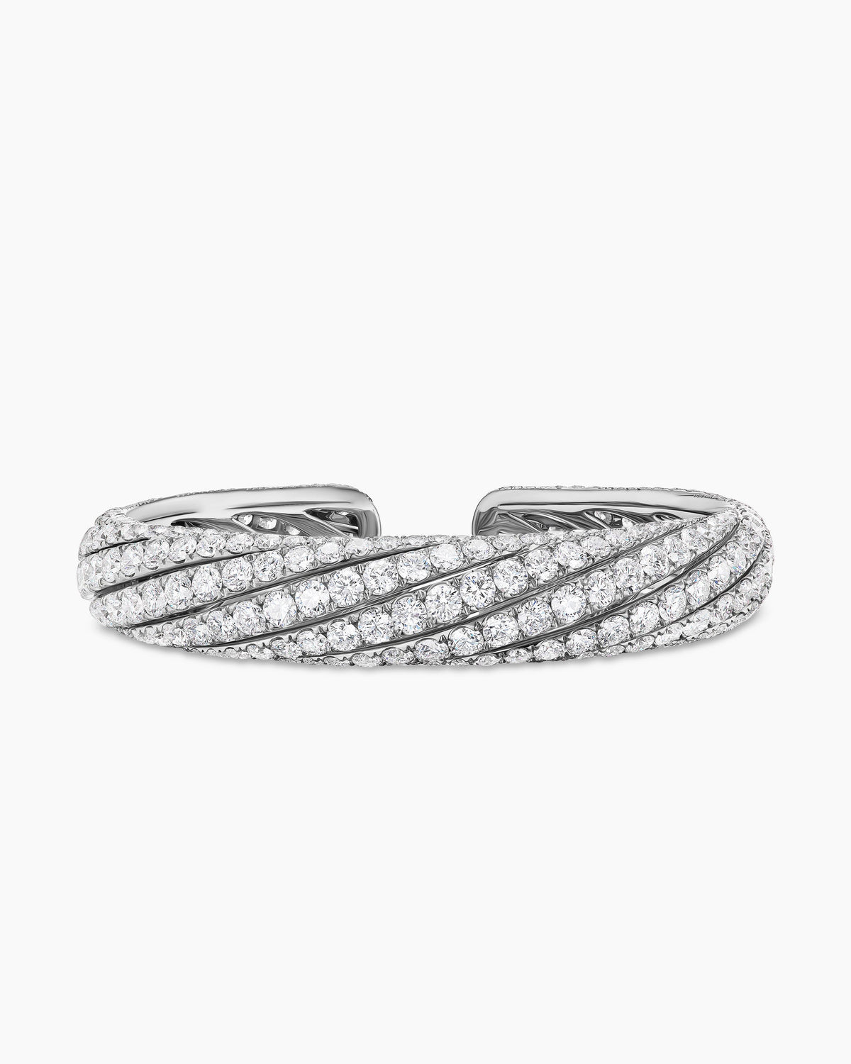David Yurman Floating Diamonds Pavé Cuff Bracelet in White Gold David Yurman High Jewelry