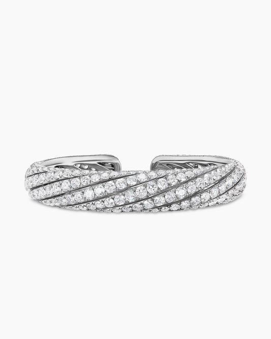 David Yurman Floating Diamonds Pavé Cuff Bracelet in White Gold David Yurman High Jewelry