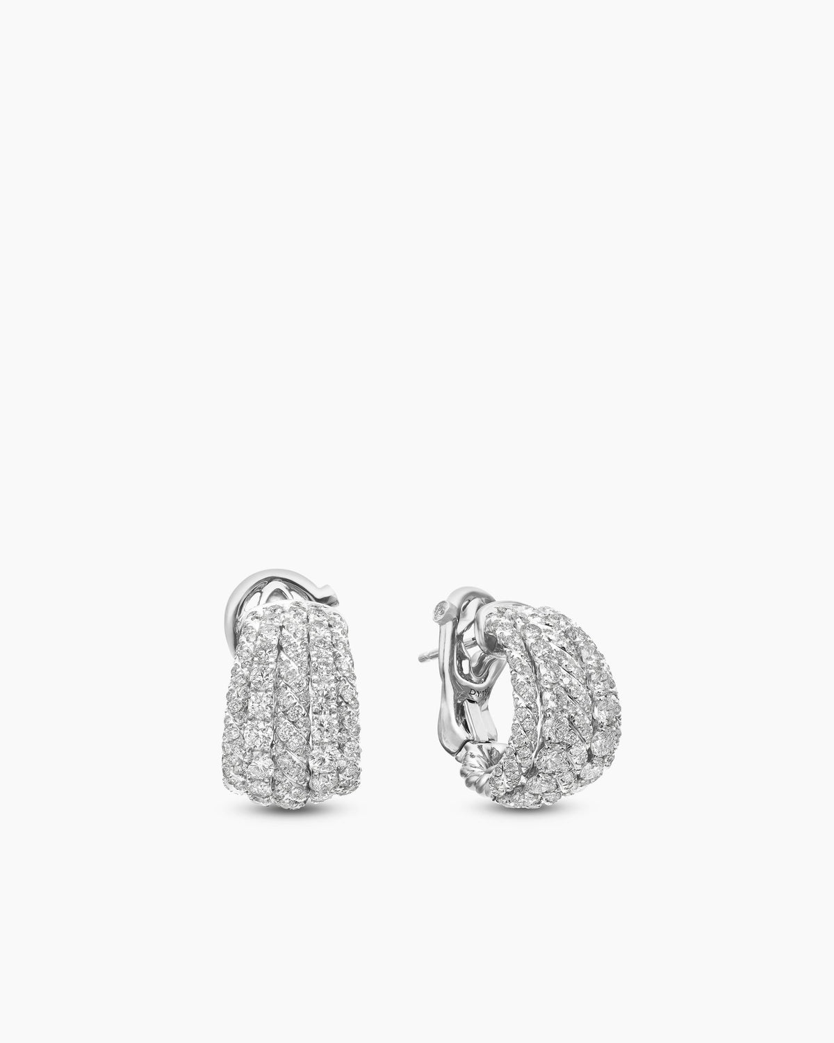 David Yurman Floating Diamonds Shrimp Earrings in White Gold David Yurman High Jewelry