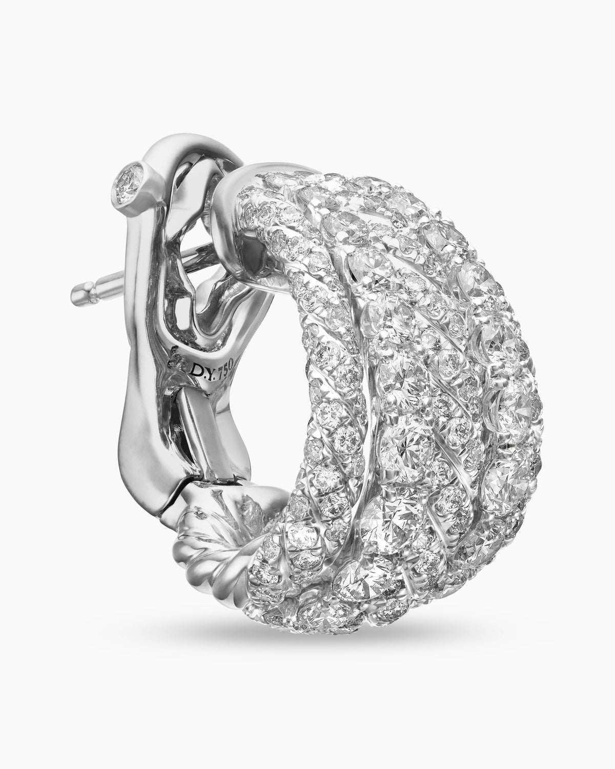 David Yurman Floating Diamonds Shrimp Earrings in White Gold David Yurman High Jewelry