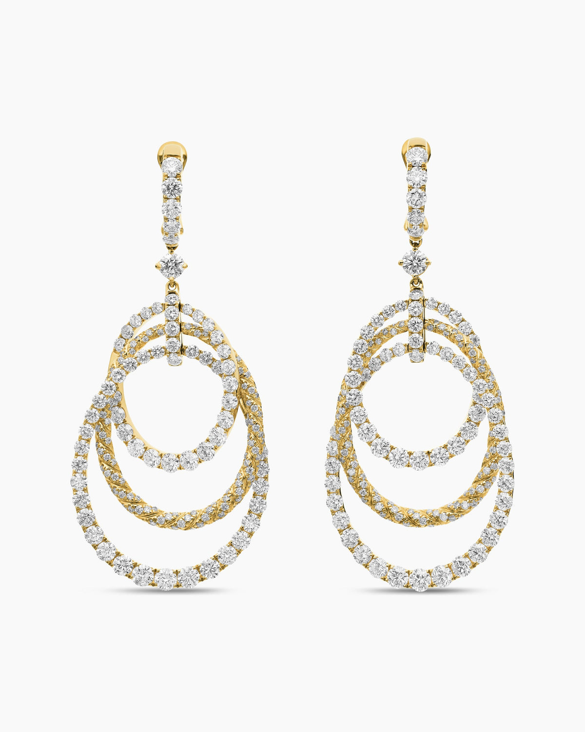 David Yurman Floating Diamonds Drop Earrings in Yellow Gold David Yurman High Jewelry