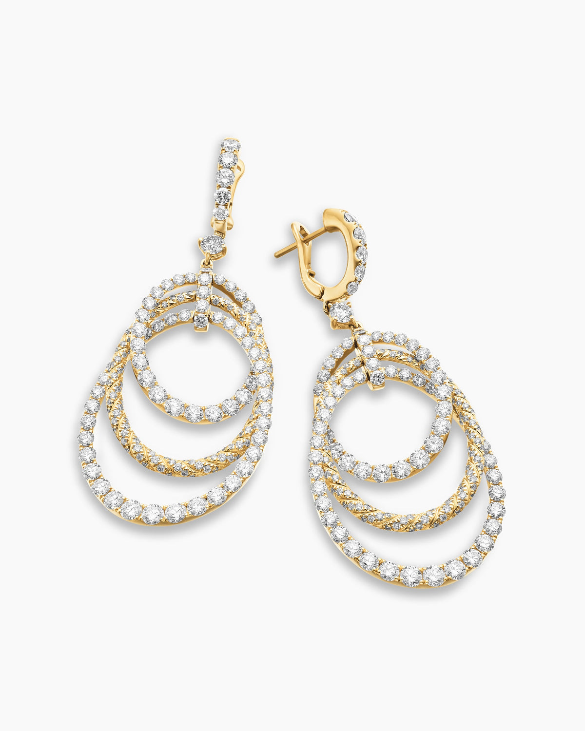 David Yurman Floating Diamonds Drop Earrings in Yellow Gold David Yurman High Jewelry