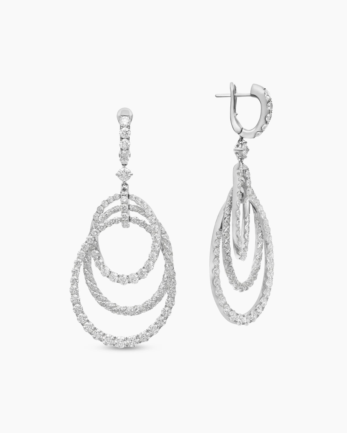 David Yurman Floating Diamonds Drop Earrings in White Gold David Yurman High Jewelry