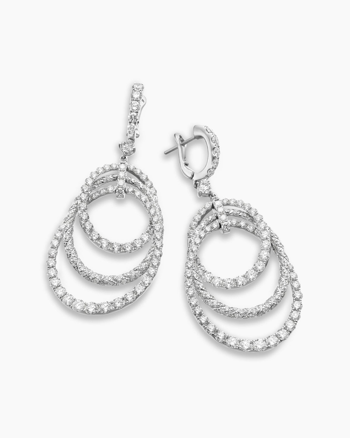 David Yurman Floating Diamonds Drop Earrings in White Gold David Yurman High Jewelry