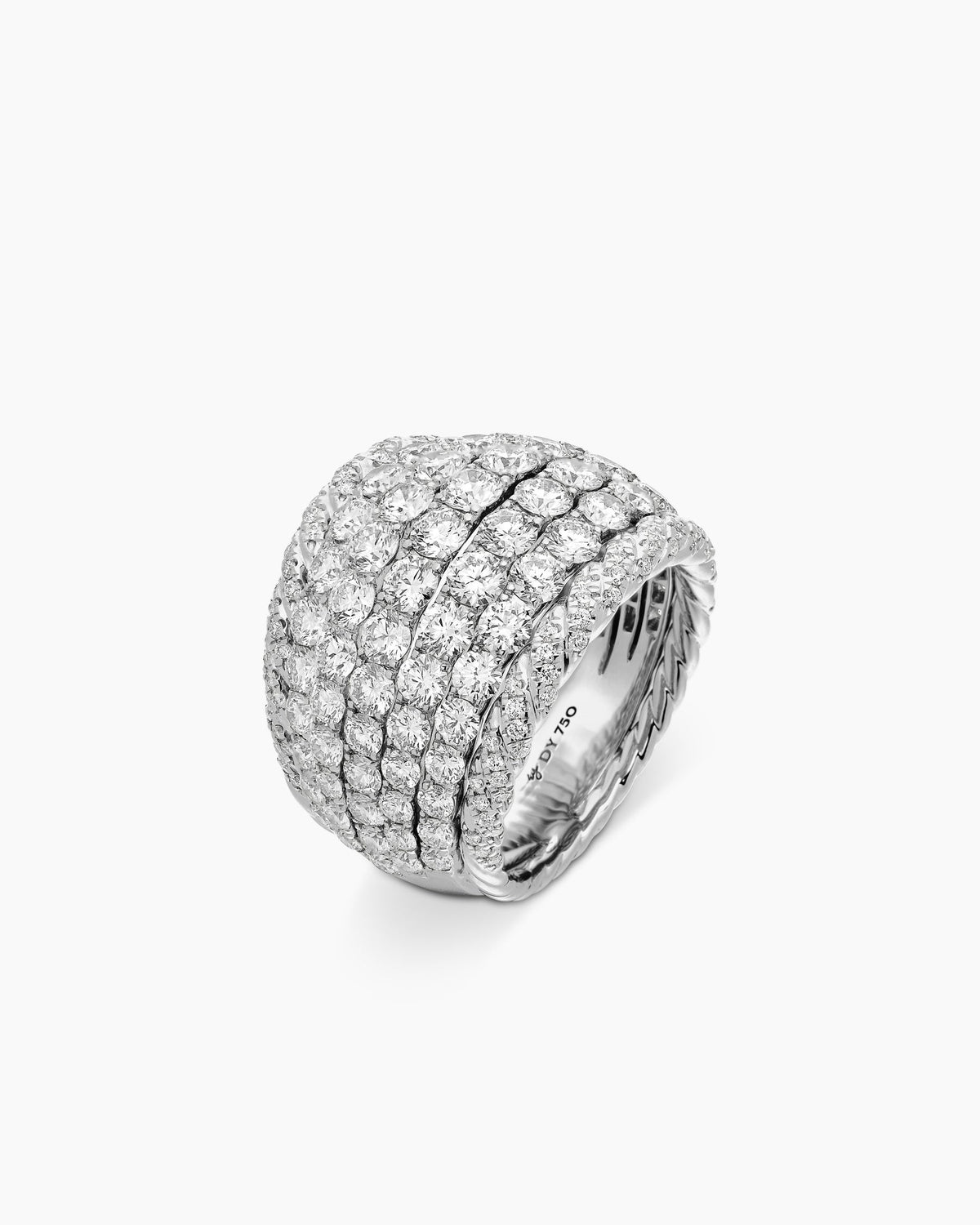 David Yurman Floating Diamonds Dome Ring in White Gold David Yurman High Jewelry