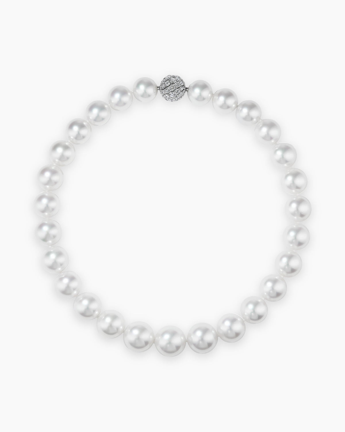 David Yurman Floating Diamonds and South Sea White Pearl Necklace in White Gold David Yurman High Jewelry
