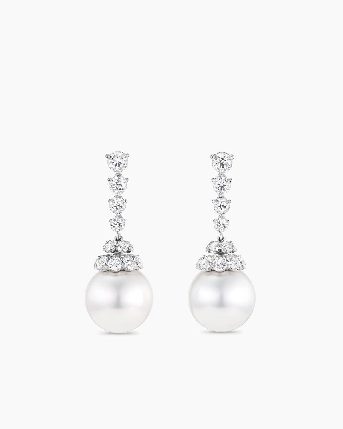 David Yurman Floating Diamonds and Pearl Drop Earrings David Yurman High Jewelry