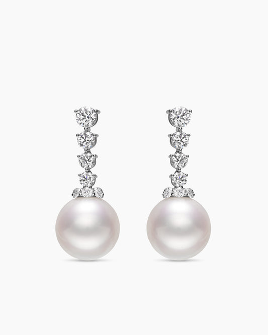 David Yurman Floating Diamonds and Pearl Earrings David Yurman High Jewelry