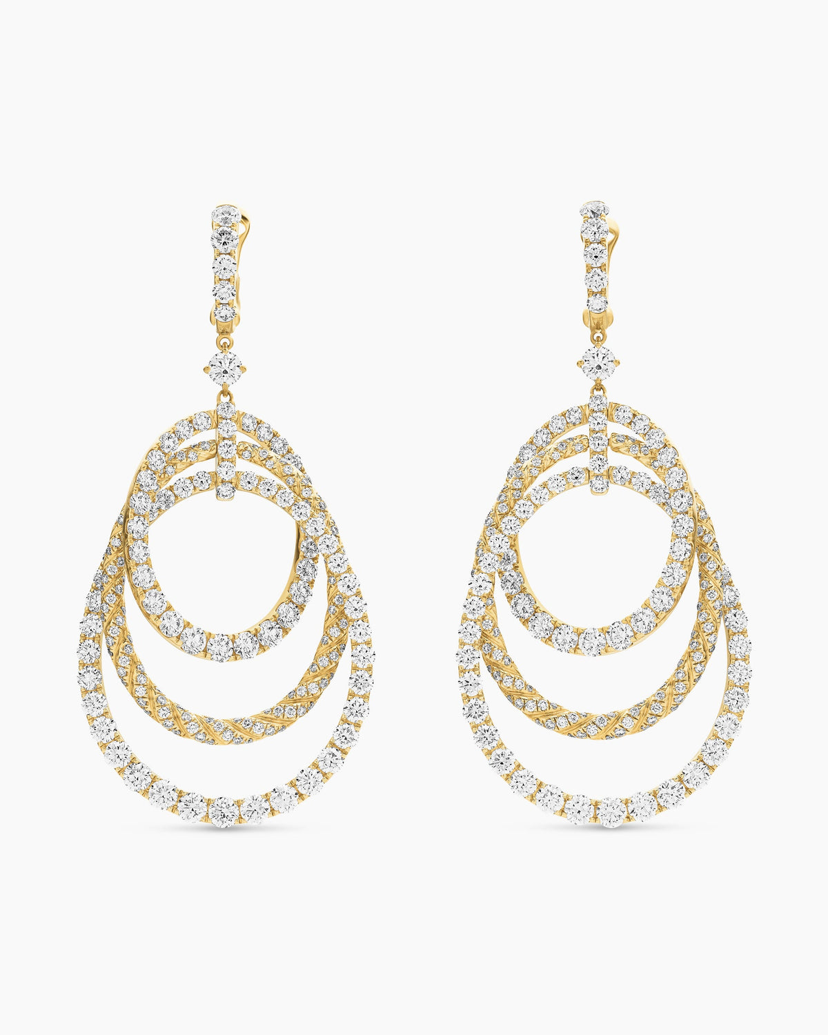 David Yurman Floating Diamonds Drop Earrings in Yellow Gold David Yurman High Jewelry