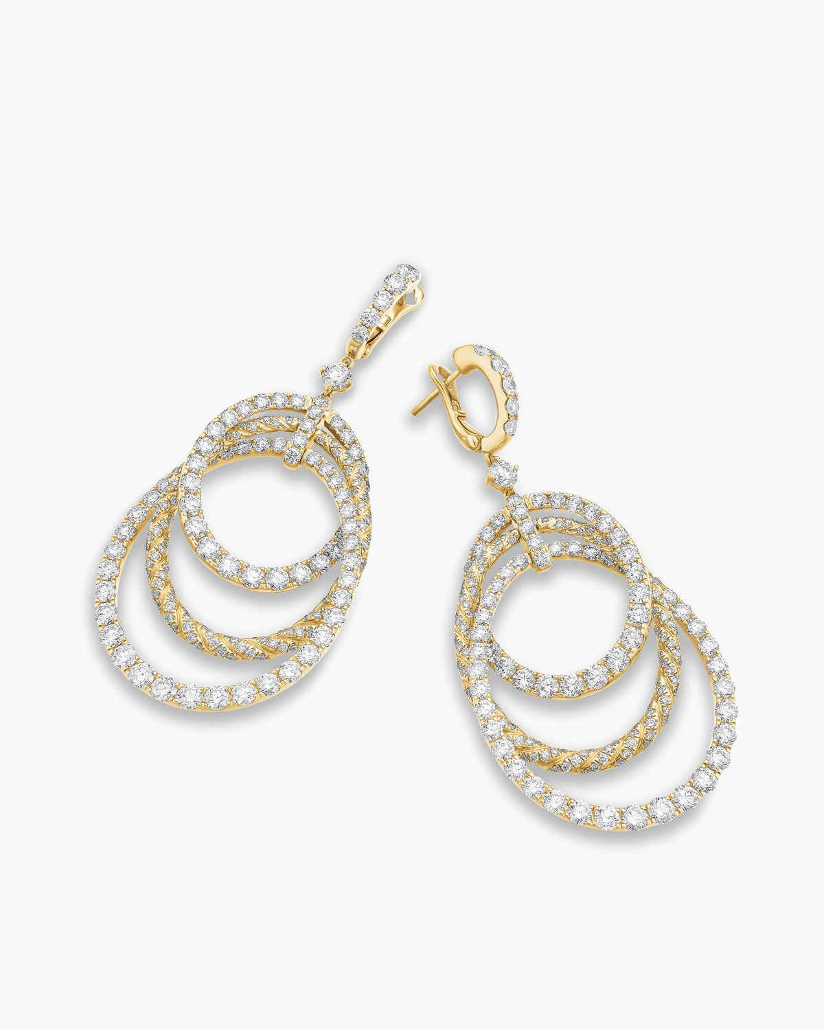 David Yurman Floating Diamonds Drop Earrings in Yellow Gold David Yurman High Jewelry