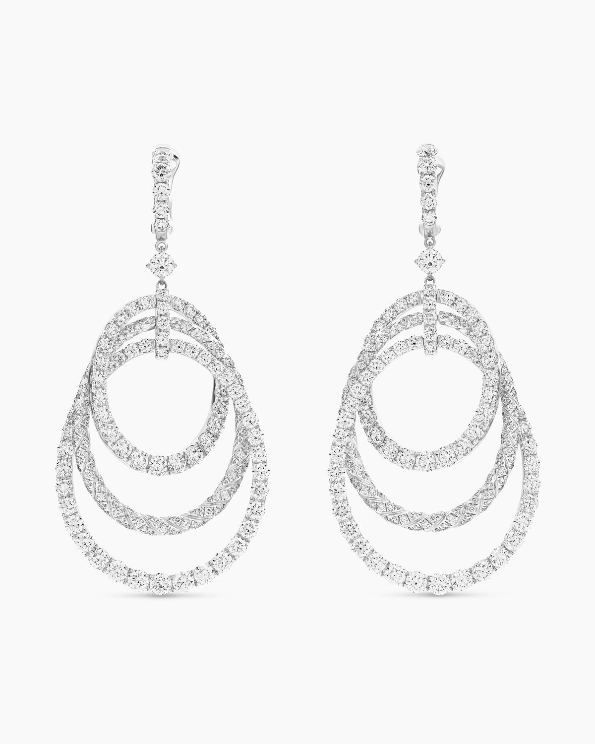 David Yurman Floating Diamonds Drop Earrings in White Gold David Yurman High Jewelry
