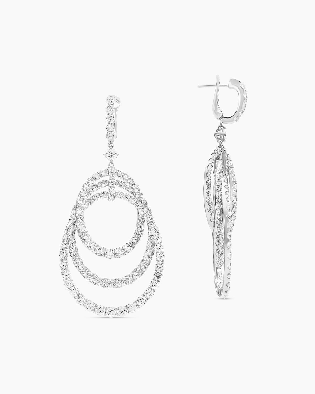 David Yurman Floating Diamonds Drop Earrings in White Gold David Yurman High Jewelry