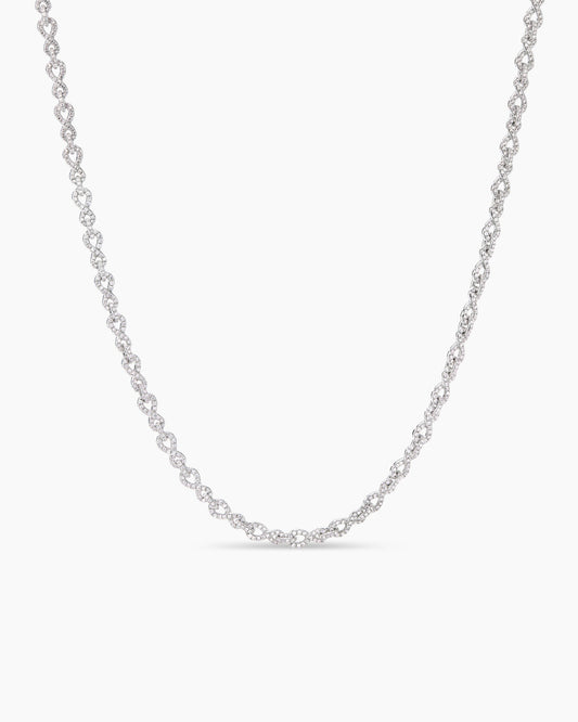 David Yurman Pavé Infinity Twist Chain Necklace in White Gold with Diamonds David Yurman High Jewelry