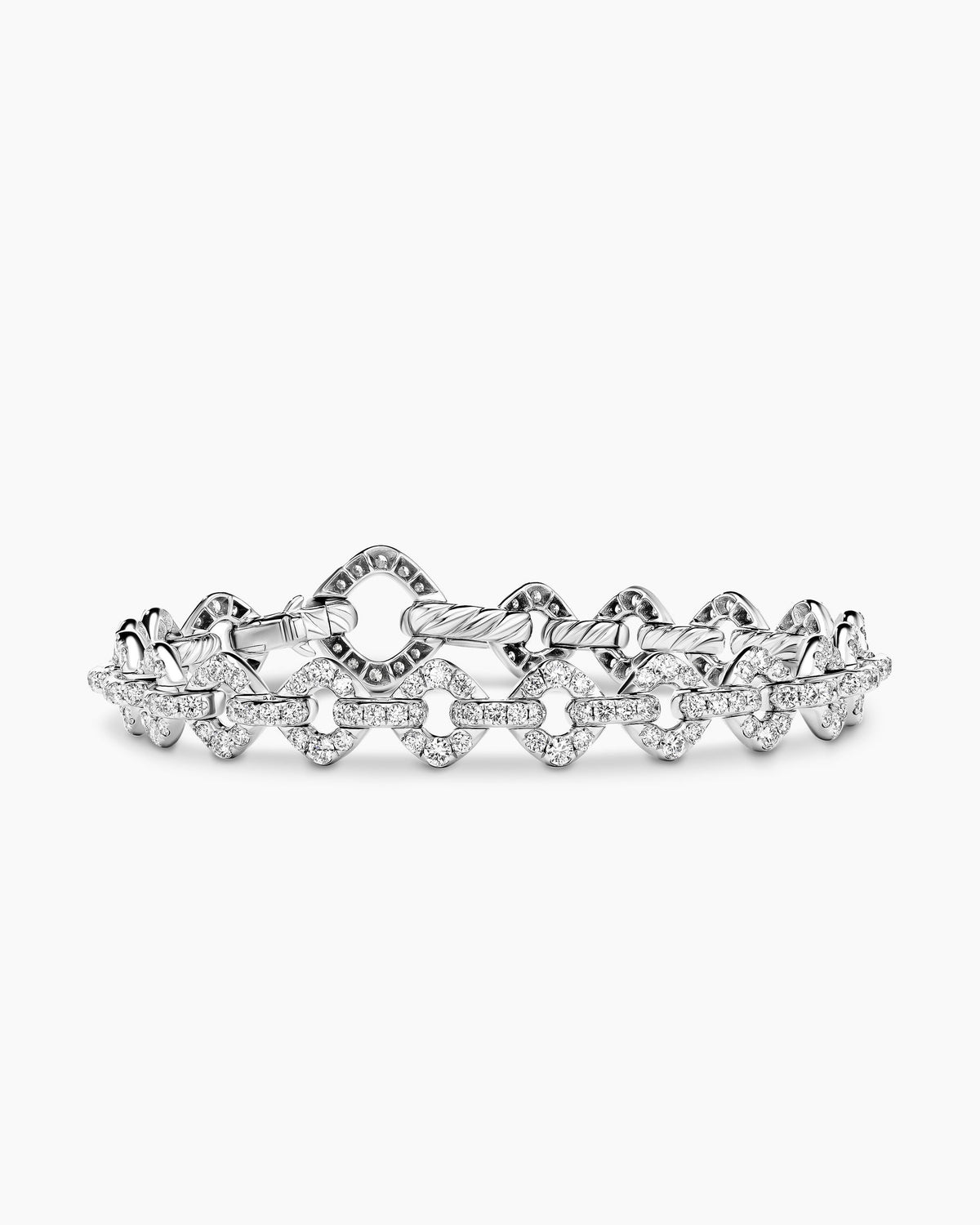 David Yurman Petite Pavé Cushion Link Bracelet in White Gold with Diamonds David Yurman High Jewelry
